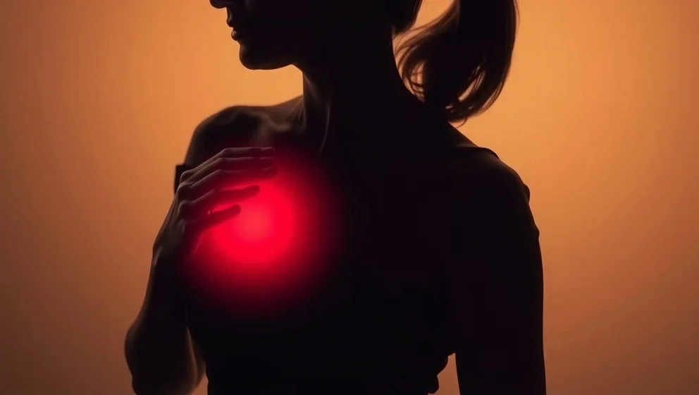 Ont i bröstet vänster sida hos kvinnor